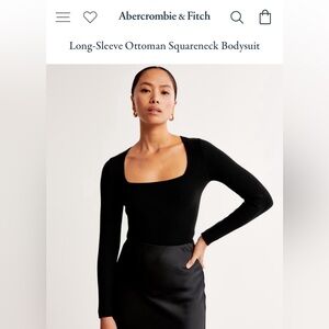 Abercrombie Long Sleeve Ottoman Squareneck Bodysuit Black Size Medium